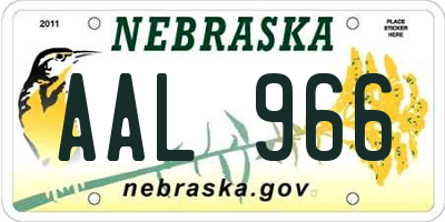 NE license plate AAL966