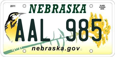 NE license plate AAL985