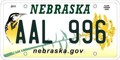 NE license plate AAL996