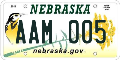 NE license plate AAM005