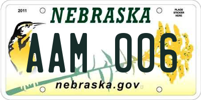 NE license plate AAM006