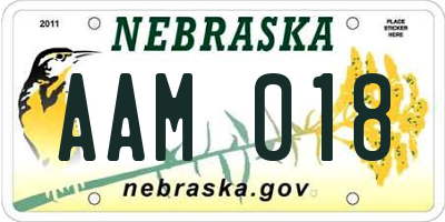 NE license plate AAM018