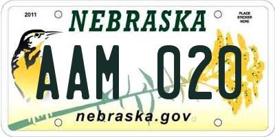 NE license plate AAM020