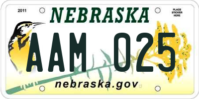 NE license plate AAM025