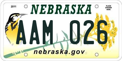 NE license plate AAM026