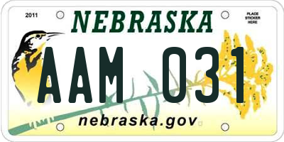 NE license plate AAM031