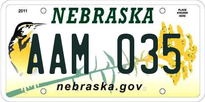 NE license plate AAM035