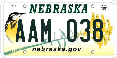 NE license plate AAM038