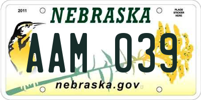 NE license plate AAM039