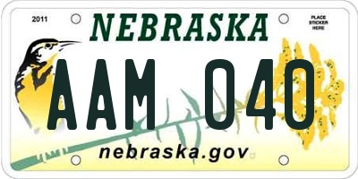 NE license plate AAM040