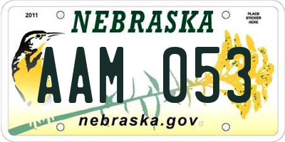 NE license plate AAM053