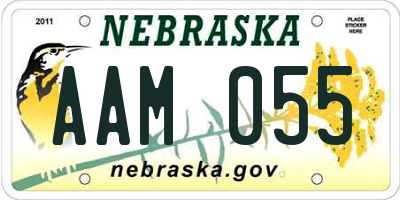 NE license plate AAM055