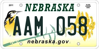 NE license plate AAM058