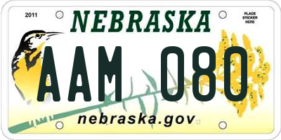 NE license plate AAM080