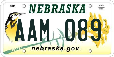 NE license plate AAM089