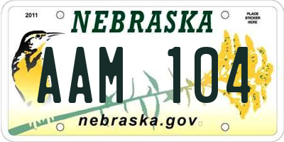 NE license plate AAM104