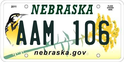 NE license plate AAM106