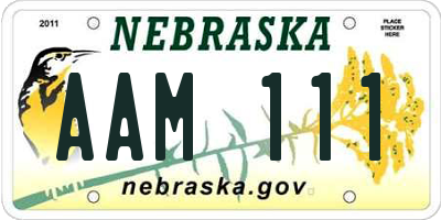 NE license plate AAM111