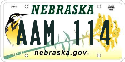 NE license plate AAM114