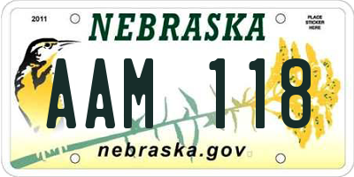 NE license plate AAM118
