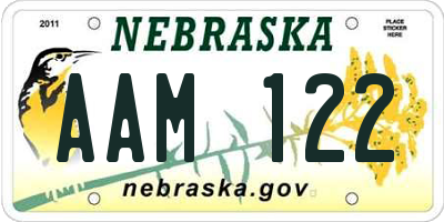 NE license plate AAM122