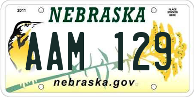 NE license plate AAM129