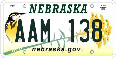 NE license plate AAM138