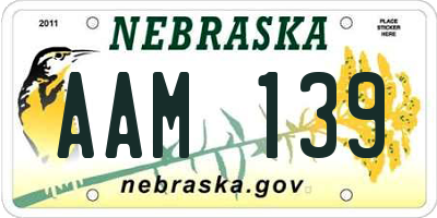 NE license plate AAM139