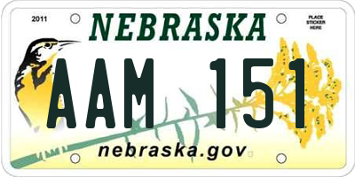 NE license plate AAM151