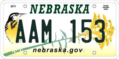 NE license plate AAM153