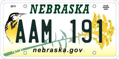 NE license plate AAM191