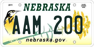 NE license plate AAM200