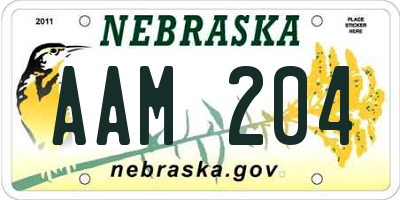 NE license plate AAM204