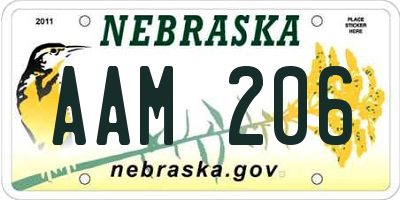 NE license plate AAM206