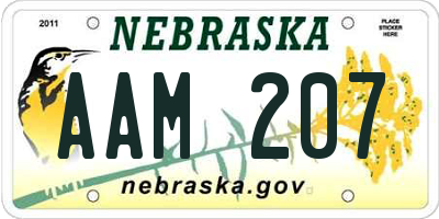 NE license plate AAM207