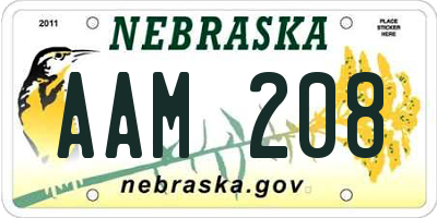 NE license plate AAM208