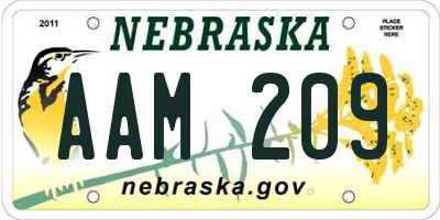 NE license plate AAM209