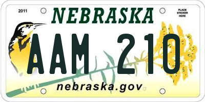 NE license plate AAM210