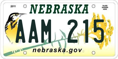 NE license plate AAM215