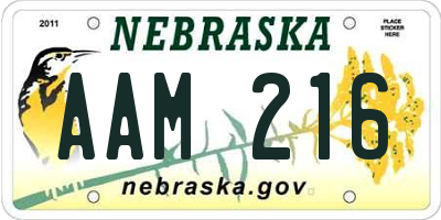 NE license plate AAM216