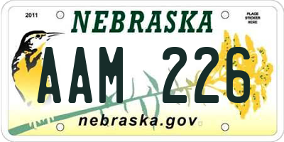 NE license plate AAM226