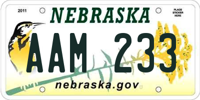 NE license plate AAM233