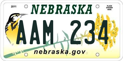 NE license plate AAM234