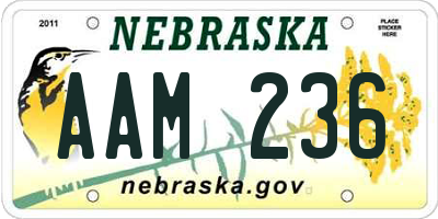 NE license plate AAM236