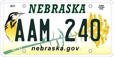 NE license plate AAM240