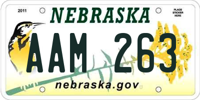 NE license plate AAM263