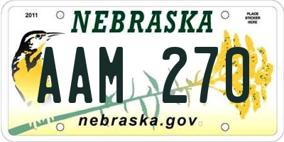 NE license plate AAM270