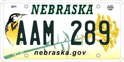 NE license plate AAM289