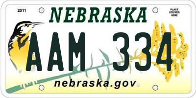 NE license plate AAM334