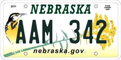 NE license plate AAM342